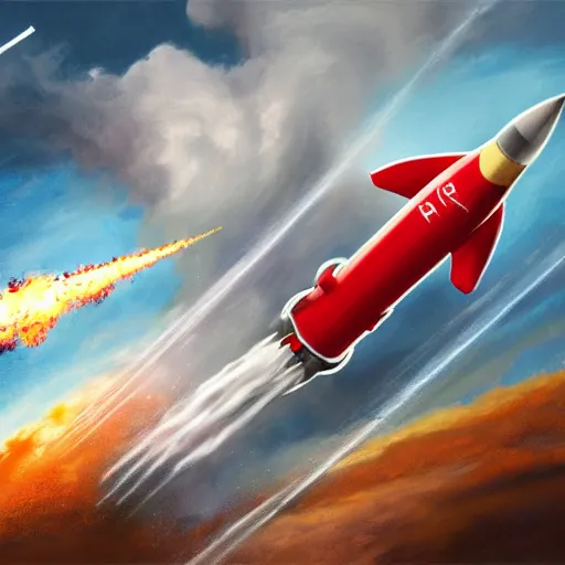 Image similar to illustration of a rocket taking off, realistic painting, high definition, digital art, matte painting, very detailed, realistic