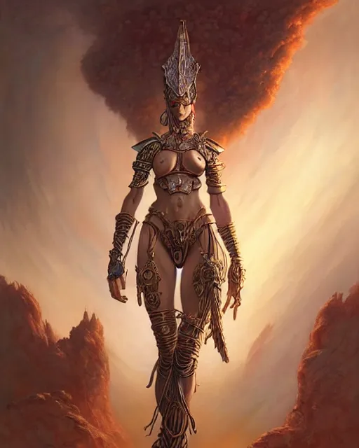 Image similar to beautiful warrior girl, fantasy character portrait, ultra realistic, wide angle, intricate details, the fifth element artifacts, highly detailed by peter mohrbacher, boris vallejo, hajime sorayama, wayne barlowe, aaron horkey, gaston bussiere, craig mullins