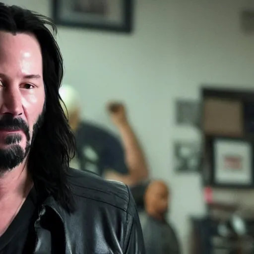 Image similar to Keanu Reeves in Sons of anarchy very detail4K quality super realistic