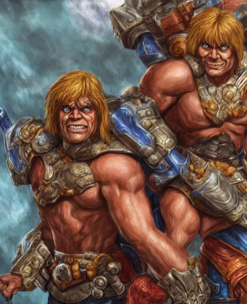 Image similar to photorealistic he-man