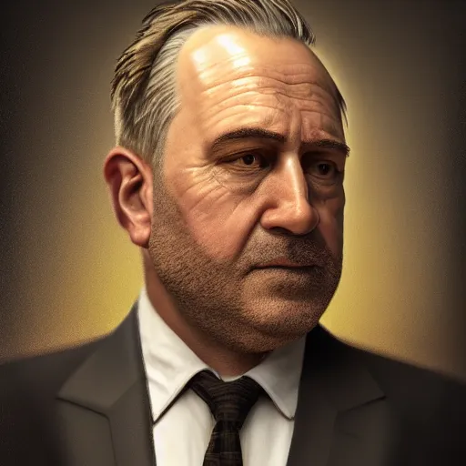 Prompt: An enormous portrait of a handsome middle-aged man, oil on canvas, studio lighting, 3D renders, high resolution, high details, realistic, realistic 3d, high detail, realistic render, Hollywood, realistic photo-realism, realist, cinematic, photo-realistic, cinematic