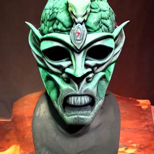 Image similar to dragon priest mask that looks like the face of snoop dogg