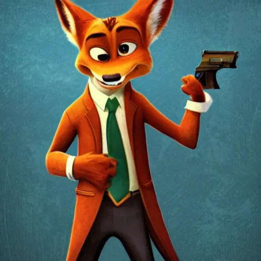 Image similar to concept art of nick wilde as max payne in max payne 3 set in gritty neo - noir zootopia, favela level