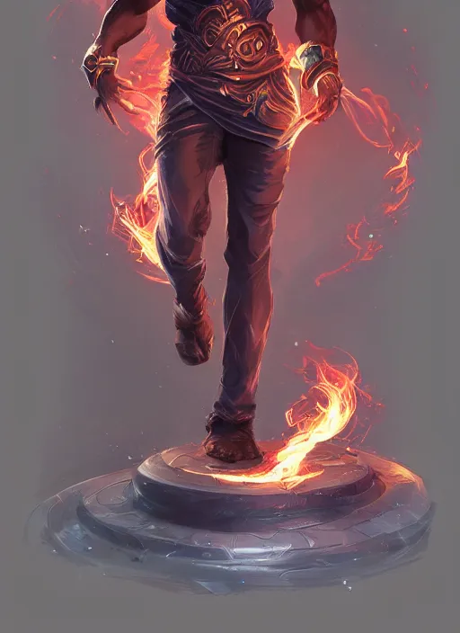 Image similar to a highly detailed illustration of attractive young african guy with flat top flaming hair, dramatic standing pose, intricate, elegant, highly detailed, centered, digital painting, artstation, concept art, smooth, sharp focus, league of legends concept art, wlop