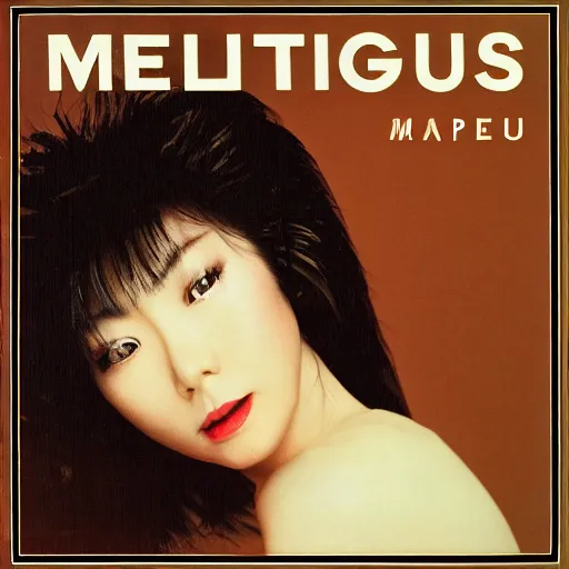 Image similar to album cover of a beautiful 80s Japanese singer, album cover, medium shot