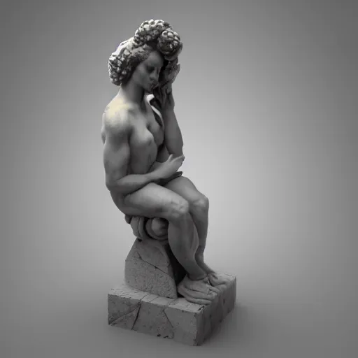 Prompt: renaissance statue digital art, neon light, 3 d render