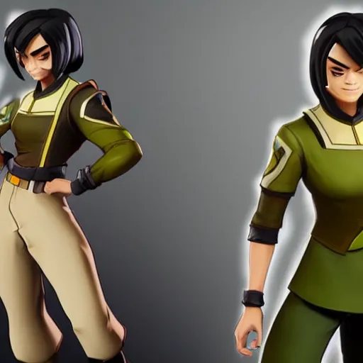 Image similar to toph beifong in fortnite, character render, full body shot, highly detailed, in game render