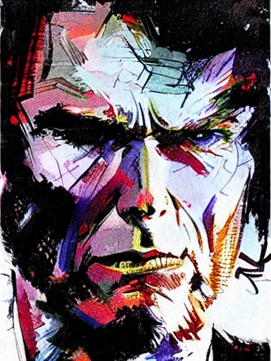 Prompt: clint eastwood by bill sienkiewicz, detailed, hyper-detailed