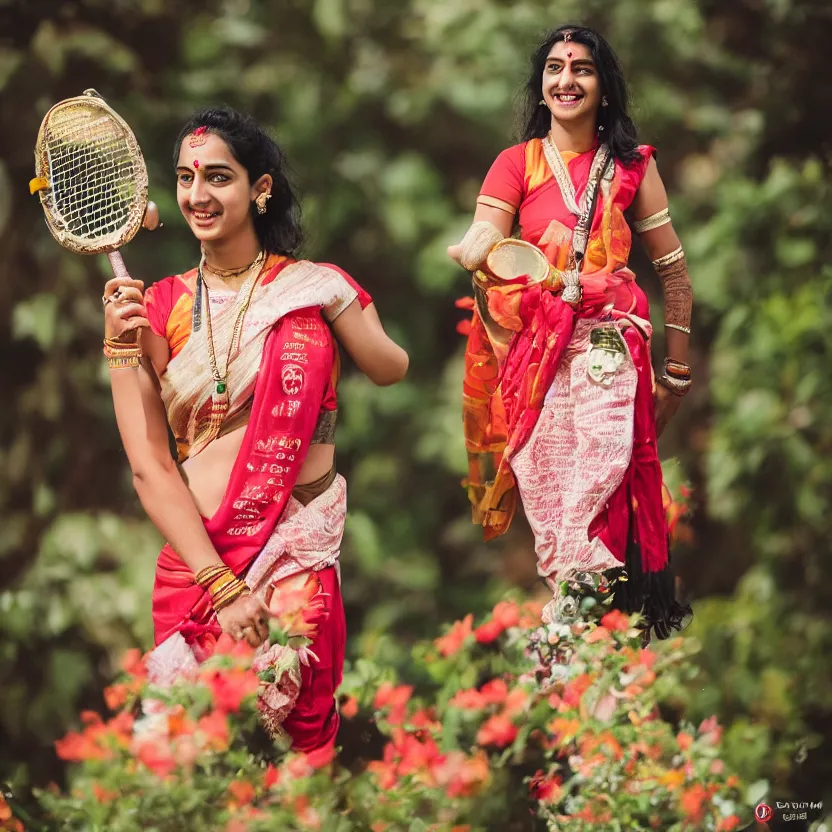 Image similar to portrait of smriti mandhana as a cute goddess, ultra realistic, canon 3 5 mm photography