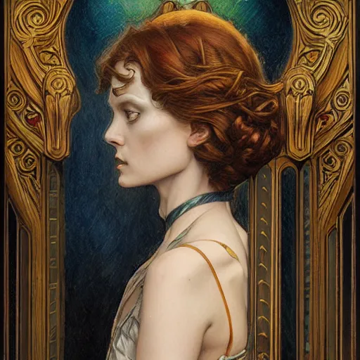 Image similar to an art nouveau painting in the style of donato giancola, and in the style of tom bagshaw, and in the style of charles dulac. symmetry, smooth, sharp focus, semi - realism, intricate detail.