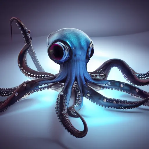 Image similar to robotic octopus, octane render, 4K, realistic reflection