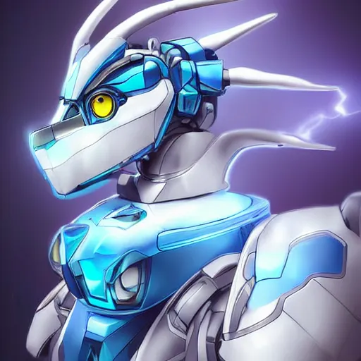 Prompt: amazing close bust shot of a cute and beautiful anthro female robotic mecha dragon standing in front of the camera, has two adorable blue eyes on a smooth draconic head with two horns, a sleek yet elegant design, with two big epic wings behind her, two arms, the background is of the beach at night; high quality digital art, artstation, deviantart, furaffinity, high quality detail