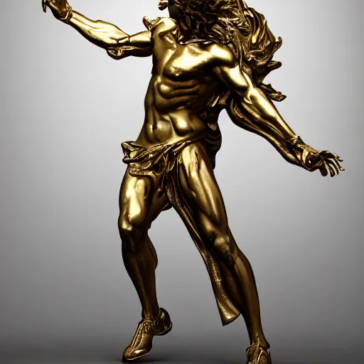 Image similar to Marble Statue of Hades, gold,hyper detailed, ultra realistic, character concept, full body, dynamic pose, 4k