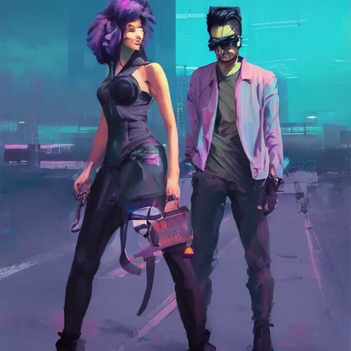 Prompt: kotaku punk by greg manchess, hirohiko and artgerm, character concept art, synthwave and vaporwave styles, 4 k - n 3