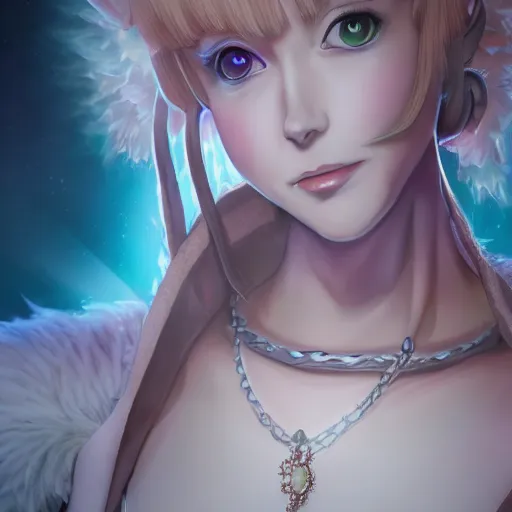 Image similar to portrait of queen elizabeth as a fallen angel anime fantasy illustration by tomoyuki yamasaki, kyoto studio, madhouse, ufotable, square enix, cinematic lighting, trending on artstation