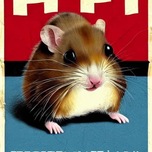 Prompt: cute Hampster on a nazi propaganda poster