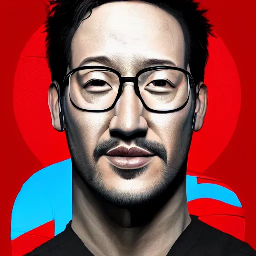 Image similar to portrait of markiplier wearing a skintight suit, an ultrafine hyperdetailed illustration by tooth wu and wlop and beeple and greg rutkowski, trending on artstation, highly detailed, 4 k, 8 k