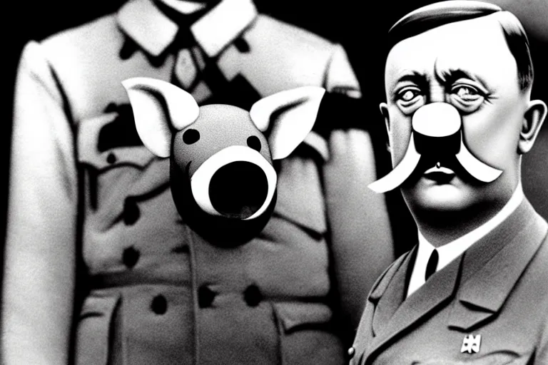 Image similar to hitler with pig's nose on face