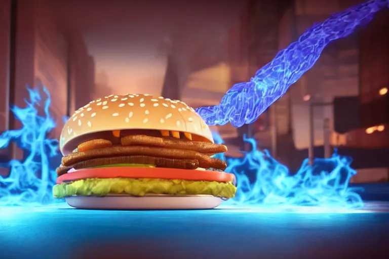 Prompt: a mc donalds commercial with a 3d snake spitting blue fire which is revealing french fries, commercial, 3d render, Mc donalds, 4k, sharp, by Beeple, Octane Render, cinema 4d