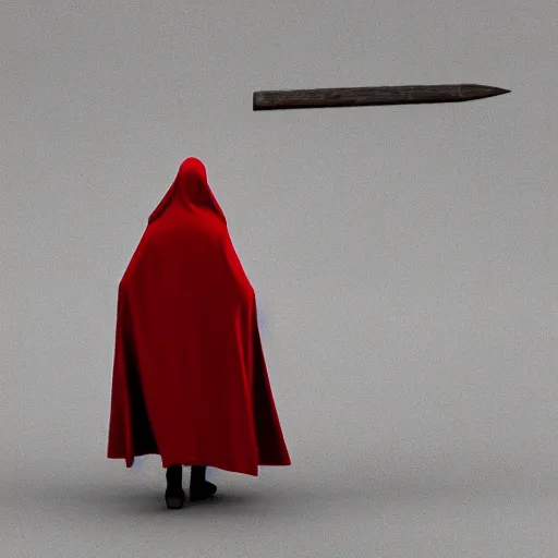 Image similar to A female Grim Reaper, wearing a red cloak and hood, holding a scythe, Photo realistic, hyper detail, Gustavo Dore’, Hyper realism, 3-D shading, octane render, art station,