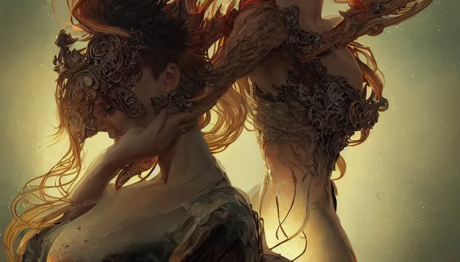 Image similar to mortality, fame of thrones, comic book anatomy, pinup. lord of daggers, past, neon, fibonacci, sweat drops, insane, intricate, highly detailed, digital painting, artstation, concept art, smooth, sharp focus, illustration, Unreal Engine 5, 8K, art by artgerm and greg rutkowski and alphonse mucha