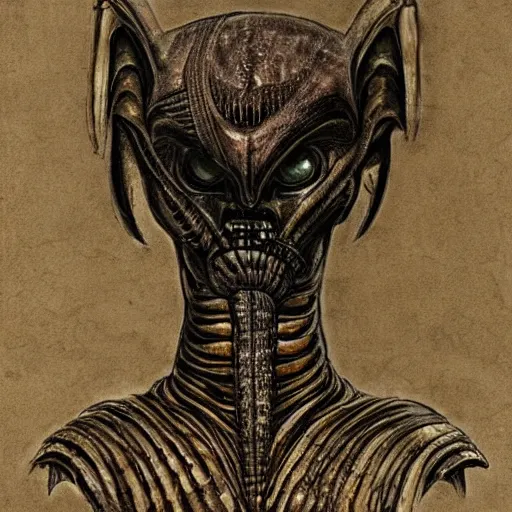 Image similar to ancient egyptian art of xenomorph giger alien from movie alien