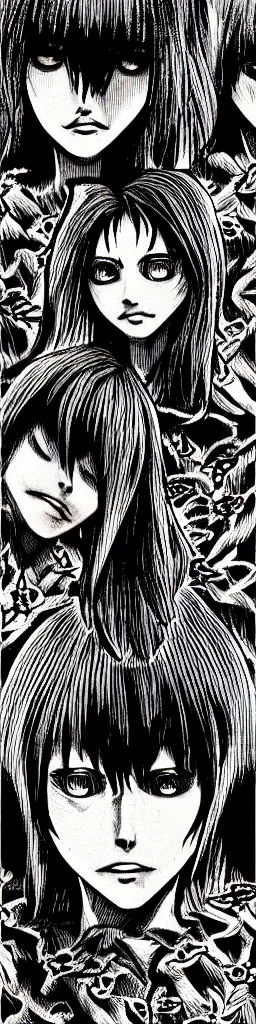 Image similar to Pattern, horror, creepy, dark, manga, pencil, inspired by junji ito, superior quality, masterpiece