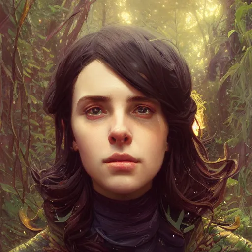 Image similar to Highly detailed portrait of Hila Klein, unreal engine, fantasy art by Greg Rutkowski, Loish, Rhads, ferdinand knab, Makoto Shinkai and Lois van baarle, ilya kuvshinov, rossdraws, Tom Bagshaw, alphonse mucha, global illumination, radiant light, detailed and intricate environment