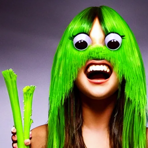 Image similar to selena gomez as celery monster