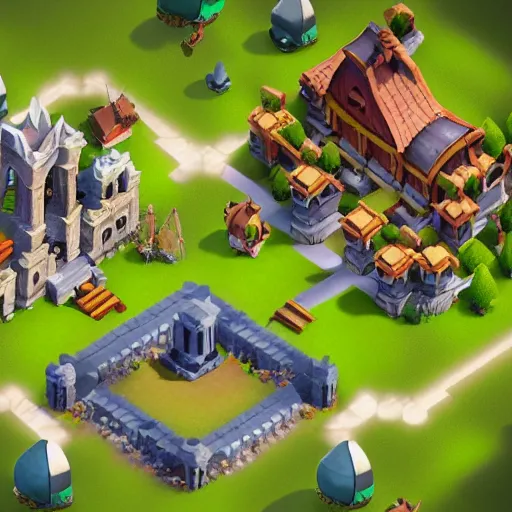 Prompt: town hall 1 5 concept art, clash of clans style, th 1 5 concept from clash of clans