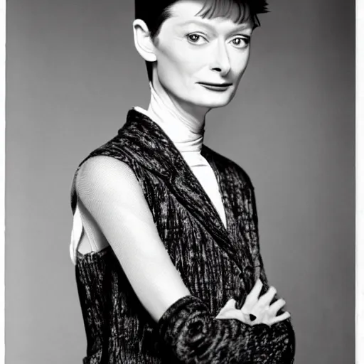 Prompt: tilda swinton as audrey hepburn, in my fair lady