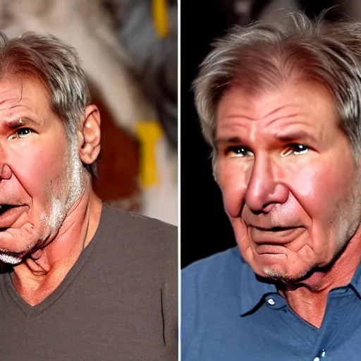 Image similar to high speed photos of harrison ford sneezing