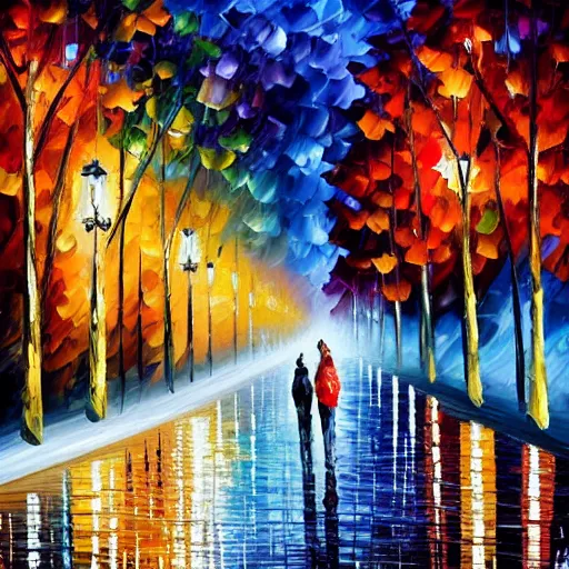 Prompt: champs elysees by leonid afremov