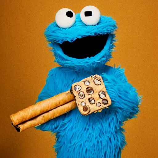 Image similar to cookie monster smoking a blunt stylised jonathan zawada photography portrait