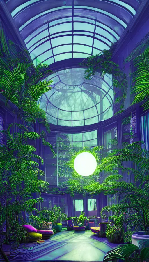 Image similar to a beautiful very detailed render of city sunroom by georgia o'keeffe, galactic alien synthwave rainforest neon noir thermal imaging myst uv light dramatic lighting flowers, archdaily, wallpaper, highly detailed, trending on artstation.