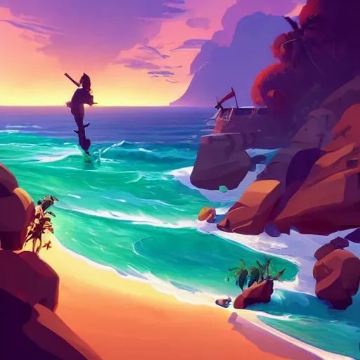 Image similar to painting treasure on sea of thieves game smooth median photoshop filter cutout vector, behance hd by jesper ejsing, by rhads, makoto shinkai and lois van baarle, ilya kuvshinov, rossdraws global illumination