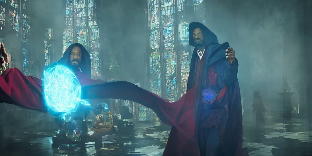 Prompt: snoop dogg doctor strange, refractions, highly detailed, environmental light, cinematic by francis tneh