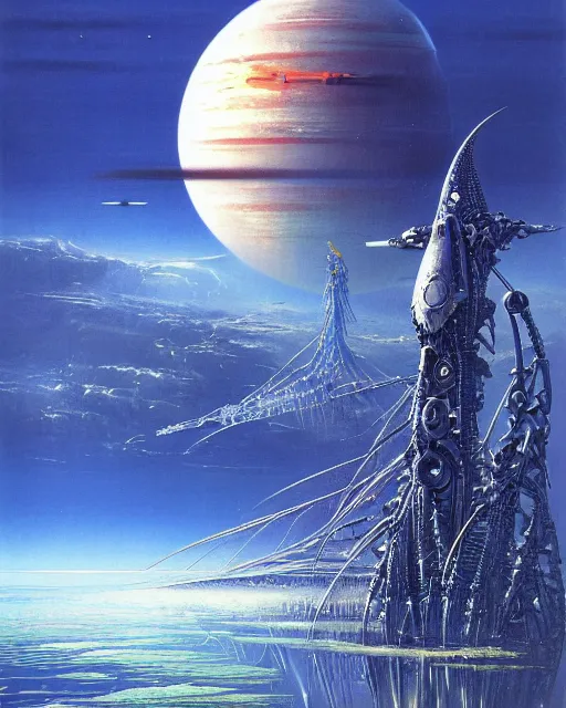 Prompt: blue planet by bruce pennington, biomechanical, 4 k, hyper detailed