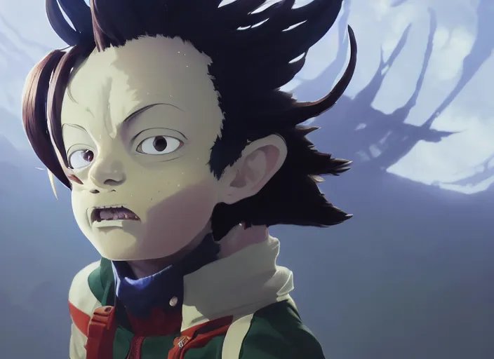 Image similar to highly detailed portrait of an imp, in my hero academia, stephen bliss, 8 k, unreal engine, fantasy art by greg rutkowski, loish, rhads, ferdinand knab, makoto shinkai and lois van baarle, ilya kuvshinov, rossdraws, tom bagshaw, global illumination, radiant light, detailed and intricate environment