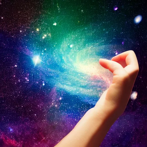 Image similar to Photorealistic hand-shaped galaxy, taken through a telescope, universe, 4K, 8K, HDR