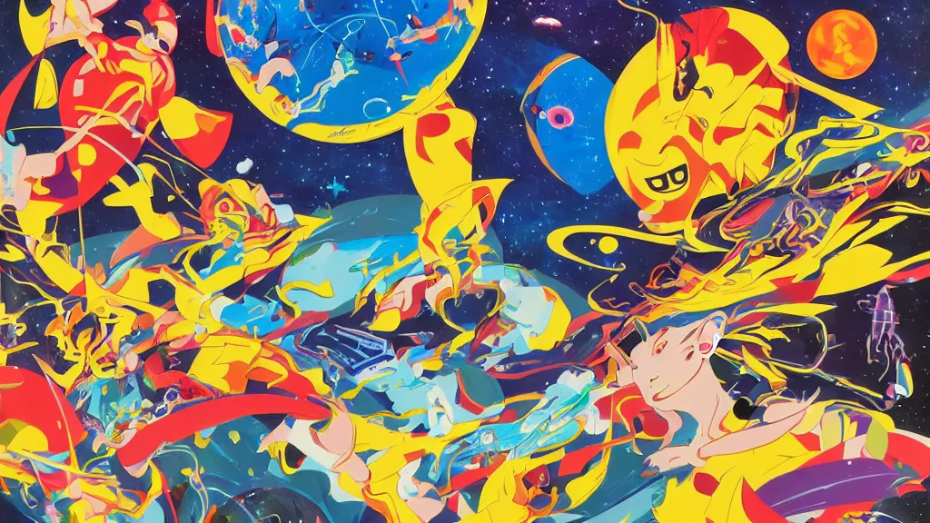 Image similar to poster art by Tomokazu Matsuyama, featured on pixiv, space art, 2d game art, cosmic horror, official art