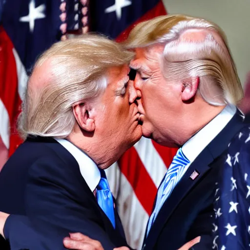 Image similar to joe biden kissing donald trump, photograph