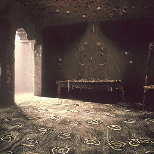 Prompt: room of the ritual, place where the invocation of a demon will take place, sandman