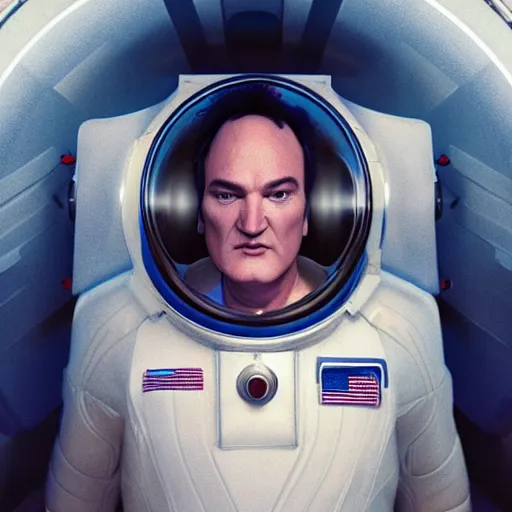 Image similar to hyperrealistic film full body still of quentin tarantino in space, stunning 3 d render, inspired by istvan sandorfi & greg rutkowski & unreal engine, perfect facial symmetry, dim volumetric cinematic lighting, 8 k octane comprehensive render, extremely hyper - detailed, incredibly lifelike attributes, intricate, real flesh texture, masterpiece, artstation, stunning,