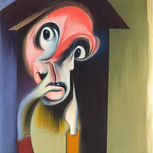 Prompt: sadness personified, a character study by francis bacon, oil on canvas, german expressionism