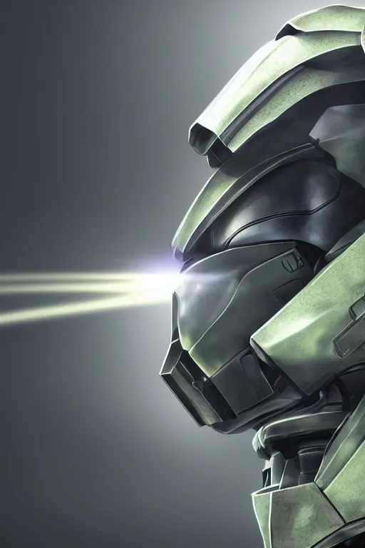 Image similar to robot ninja mask helmet halo master chief radiating a glowing aura global illumination ray tracing hdr fanart arstation by ian pesty and katarzyna da „ bek - chmiel