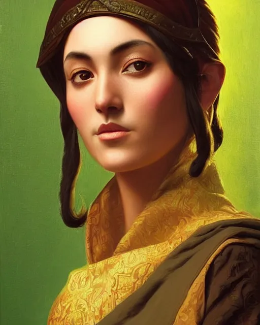 Prompt: dalai llama, oil on canvas, artstation, by j. c. leyendecker and edmund blair leighton and charlie bowater, octane, very aesthetic!!!!!!!!!!!!!!! stunning gorgeous green eyes