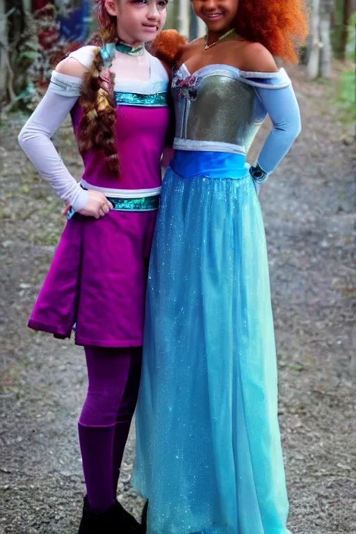 Image similar to Rue and Jules from Euphoria as Anna and Elsa