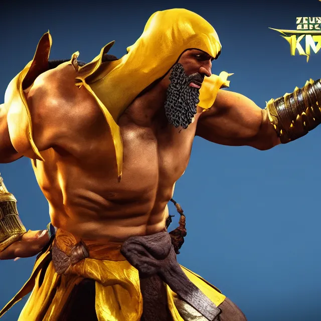 Prompt: zeus in mortal kombat, videogame 3d render, 4k, artstation