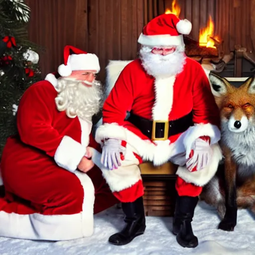 Prompt: fox meeting santa claus